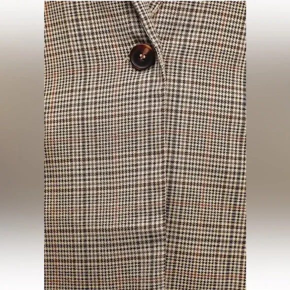 Lulus Making Headlines Beige Multi Plaid Blazer size XS - Picture 5 of 11